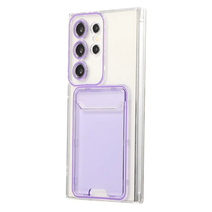 For Samsung Galaxy S24 Ultra Case Back Card Slot TPU Clear Phone Cover