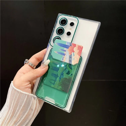 For Samsung Galaxy S24 Ultra Case Back Card Slot TPU Clear Phone Cover