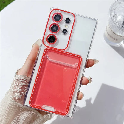 For Samsung Galaxy S24 Ultra Case Back Card Slot TPU Clear Phone Cover