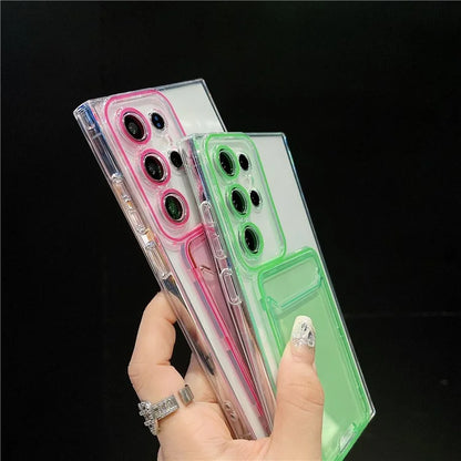 For Samsung Galaxy S24 Ultra Case Back Card Slot TPU Clear Phone Cover