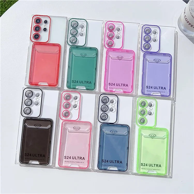 For Samsung Galaxy S24 Ultra Case Back Card Slot TPU Clear Phone Cover