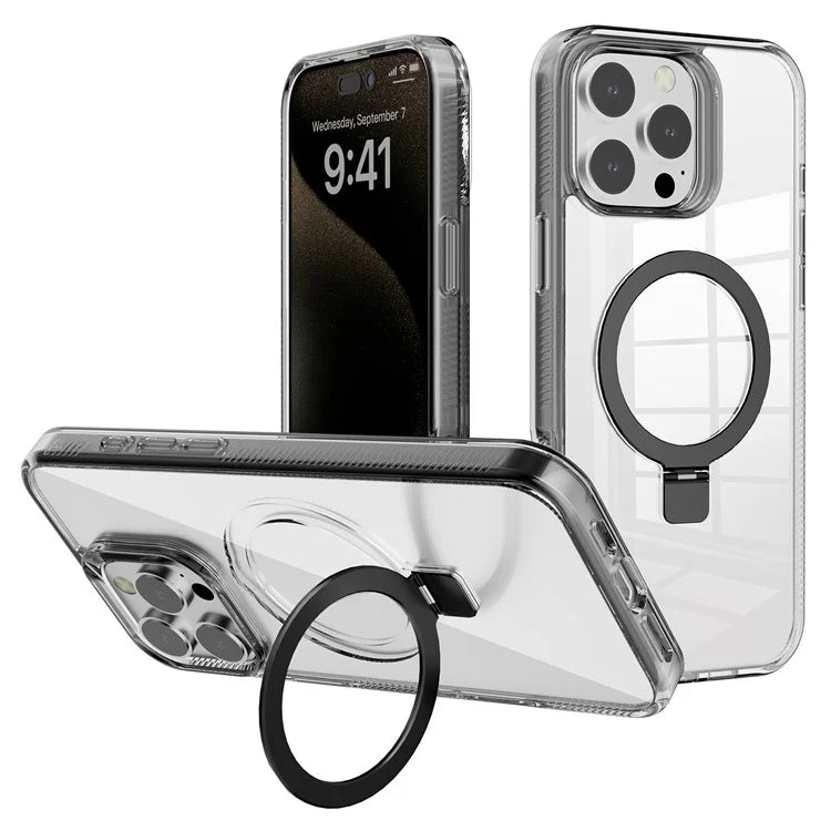 G Style For iPhone 15 Pro Max Case TPU+PC Phone Cover Ring Holder Compatible with MagSafe