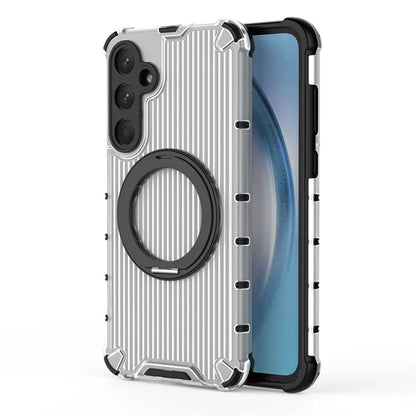 For Samsung Galaxy A55 5G Magnetic Case Invisible Ring Holder PC+TPU Phone Cover Vertical Stripe Back