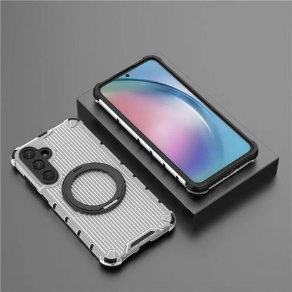 For Samsung Galaxy A55 5G Magnetic Case Invisible Ring Holder PC+TPU Phone Cover Vertical Stripe Back
