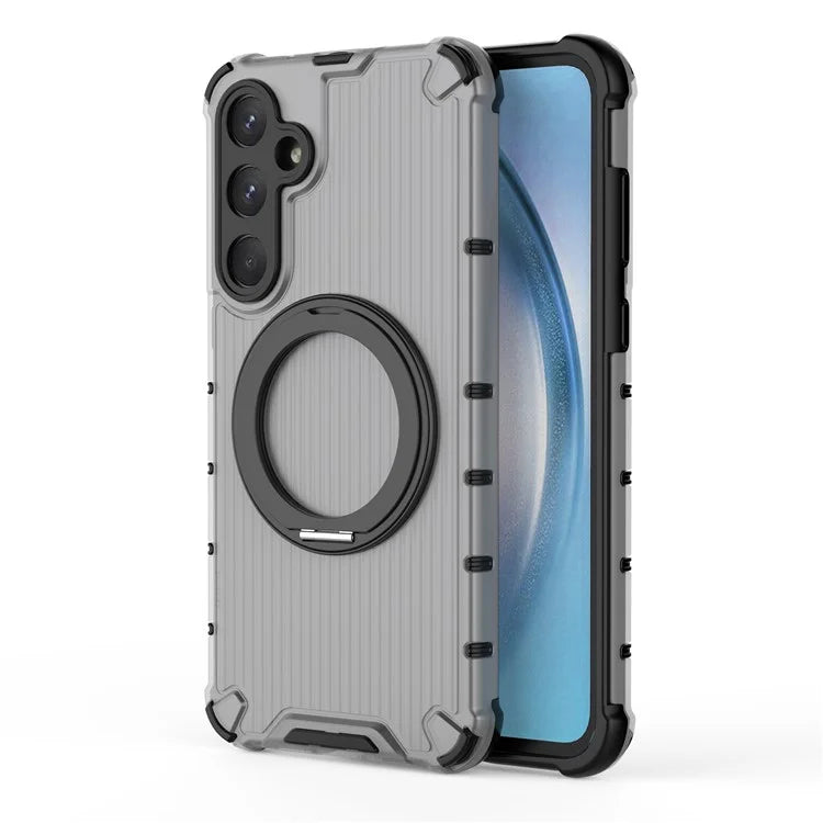 For Samsung Galaxy A55 5G Magnetic Case Invisible Ring Holder PC+TPU Phone Cover Vertical Stripe Back