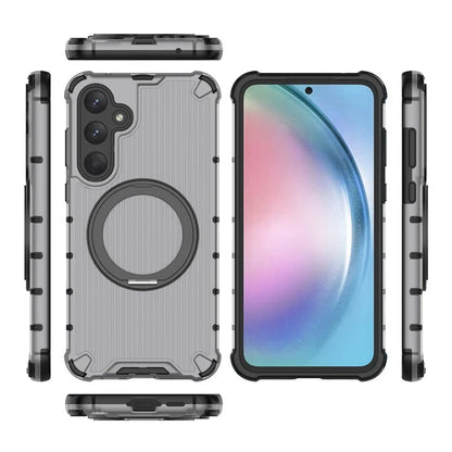 For Samsung Galaxy A55 5G Magnetic Case Invisible Ring Holder PC+TPU Phone Cover Vertical Stripe Back