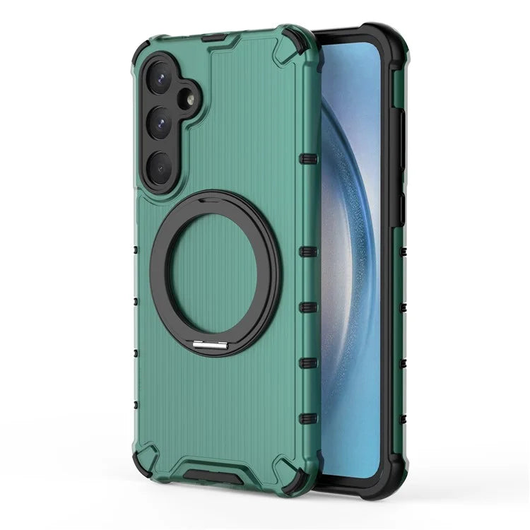 For Samsung Galaxy A55 5G Magnetic Case Invisible Ring Holder PC+TPU Phone Cover Vertical Stripe Back