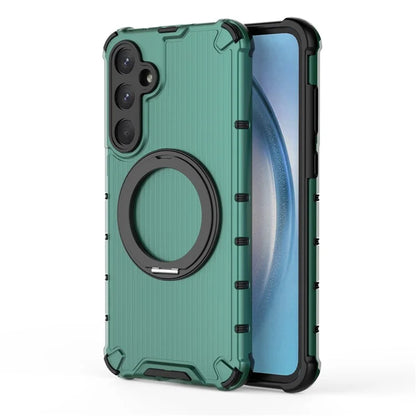 For Samsung Galaxy A55 5G Magnetic Case Invisible Ring Holder PC+TPU Phone Cover Vertical Stripe Back