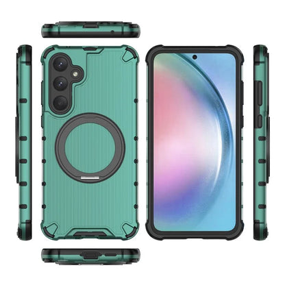 For Samsung Galaxy A55 5G Magnetic Case Invisible Ring Holder PC+TPU Phone Cover Vertical Stripe Back