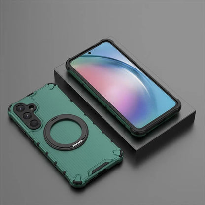 For Samsung Galaxy A55 5G Magnetic Case Invisible Ring Holder PC+TPU Phone Cover Vertical Stripe Back