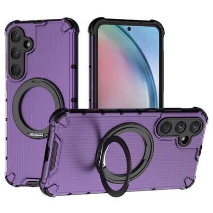For Samsung Galaxy A55 5G Magnetic Case Invisible Ring Holder PC+TPU Phone Cover Vertical Stripe Back