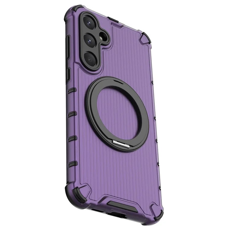 For Samsung Galaxy A55 5G Magnetic Case Invisible Ring Holder PC+TPU Phone Cover Vertical Stripe Back