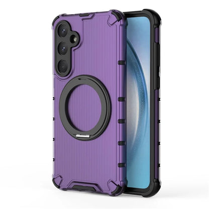 For Samsung Galaxy A55 5G Magnetic Case Invisible Ring Holder PC+TPU Phone Cover Vertical Stripe Back