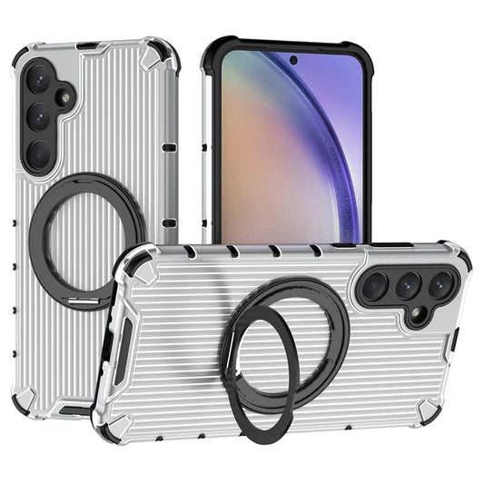 For Samsung Galaxy A35 5G Case Rotation Magnetic Kickstand PC+TPU Phone Cover Vertical Stripe