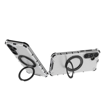 For Samsung Galaxy A35 5G Case Rotation Magnetic Kickstand PC+TPU Phone Cover Vertical Stripe
