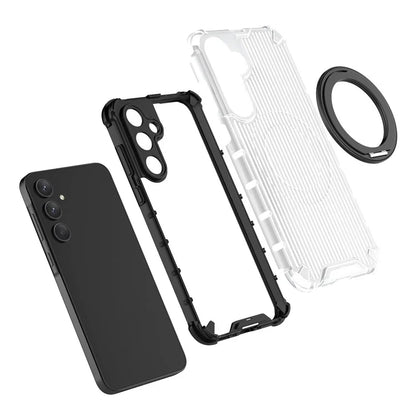 For Samsung Galaxy A35 5G Case Rotation Magnetic Kickstand PC+TPU Phone Cover Vertical Stripe
