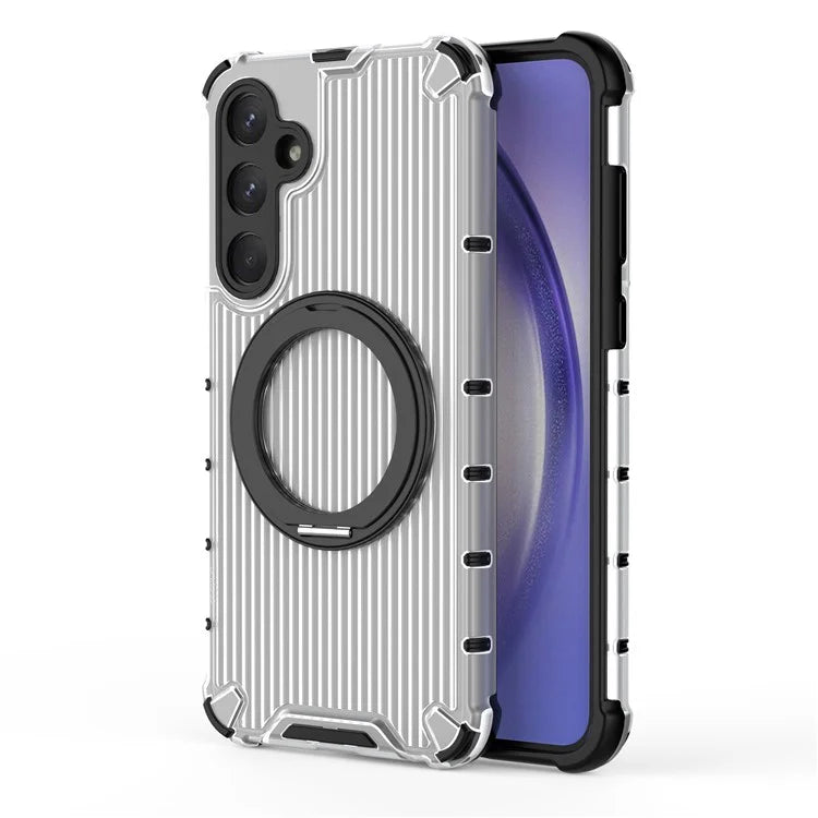 For Samsung Galaxy A35 5G Case Rotation Magnetic Kickstand PC+TPU Phone Cover Vertical Stripe