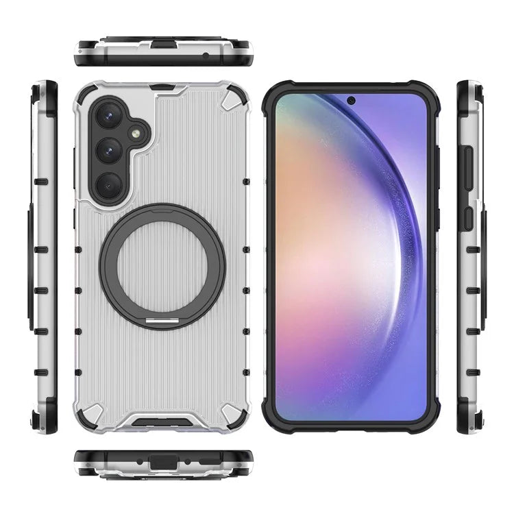 For Samsung Galaxy A35 5G Case Rotation Magnetic Kickstand PC+TPU Phone Cover Vertical Stripe