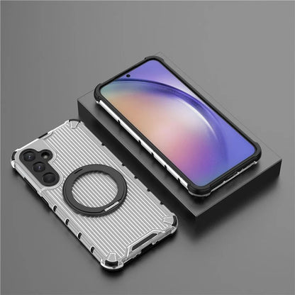 For Samsung Galaxy A35 5G Case Rotation Magnetic Kickstand PC+TPU Phone Cover Vertical Stripe