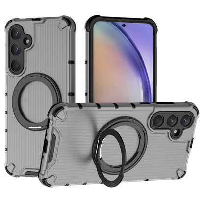 For Samsung Galaxy A35 5G Case Rotation Magnetic Kickstand PC+TPU Phone Cover Vertical Stripe