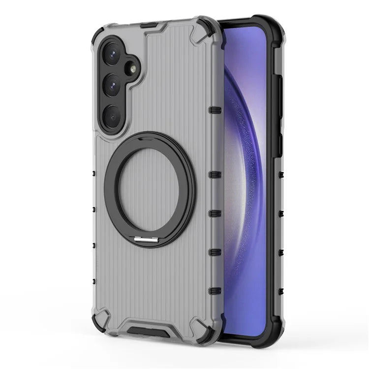 For Samsung Galaxy A35 5G Case Rotation Magnetic Kickstand PC+TPU Phone Cover Vertical Stripe