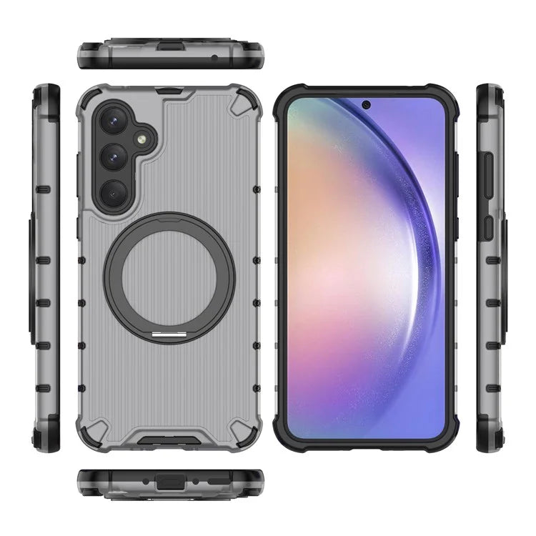 For Samsung Galaxy A35 5G Case Rotation Magnetic Kickstand PC+TPU Phone Cover Vertical Stripe