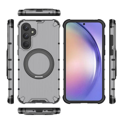 For Samsung Galaxy A35 5G Case Rotation Magnetic Kickstand PC+TPU Phone Cover Vertical Stripe