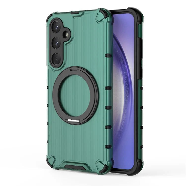 For Samsung Galaxy A35 5G Case Rotation Magnetic Kickstand PC+TPU Phone Cover Vertical Stripe