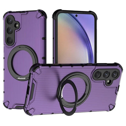 For Samsung Galaxy A35 5G Case Rotation Magnetic Kickstand PC+TPU Phone Cover Vertical Stripe