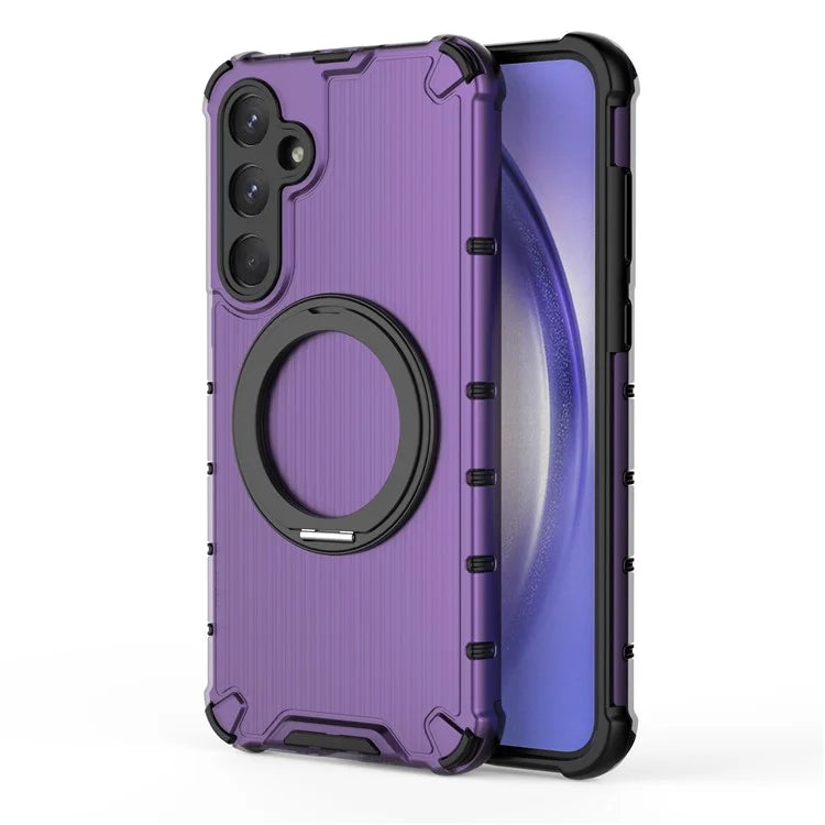 For Samsung Galaxy A35 5G Case Rotation Magnetic Kickstand PC+TPU Phone Cover Vertical Stripe