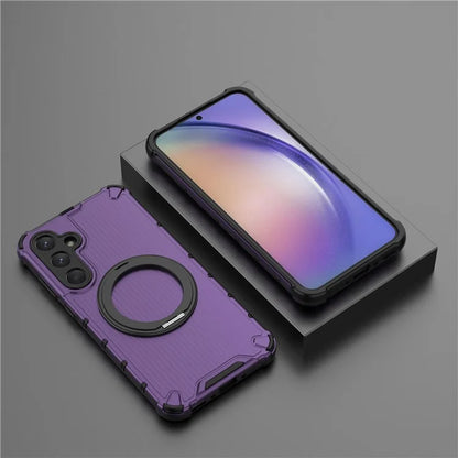 For Samsung Galaxy A35 5G Case Rotation Magnetic Kickstand PC+TPU Phone Cover Vertical Stripe