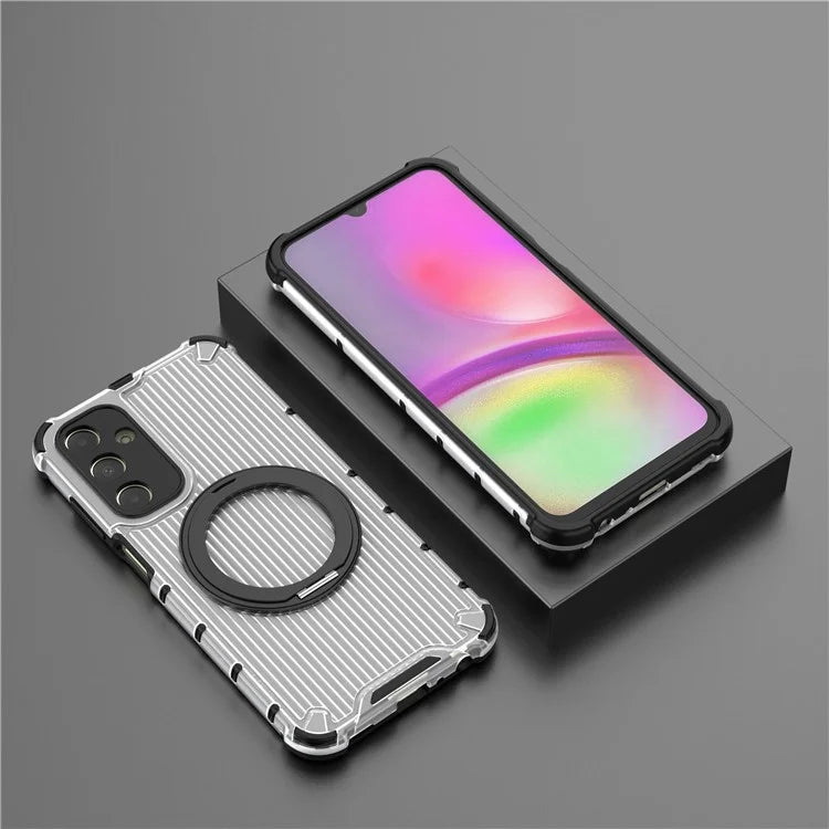For Samsung Galaxy A25 5G (Global) (161.0 X 76.5 X 8.3mm) Case PC+TPU Phone Cover 360-degree Magnetic Ring Kickstand
