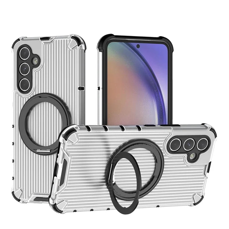 For Samsung Galaxy A54 5G Case with Magnetic Kickstand Vertical Stripe PC+TPU Phone Cover