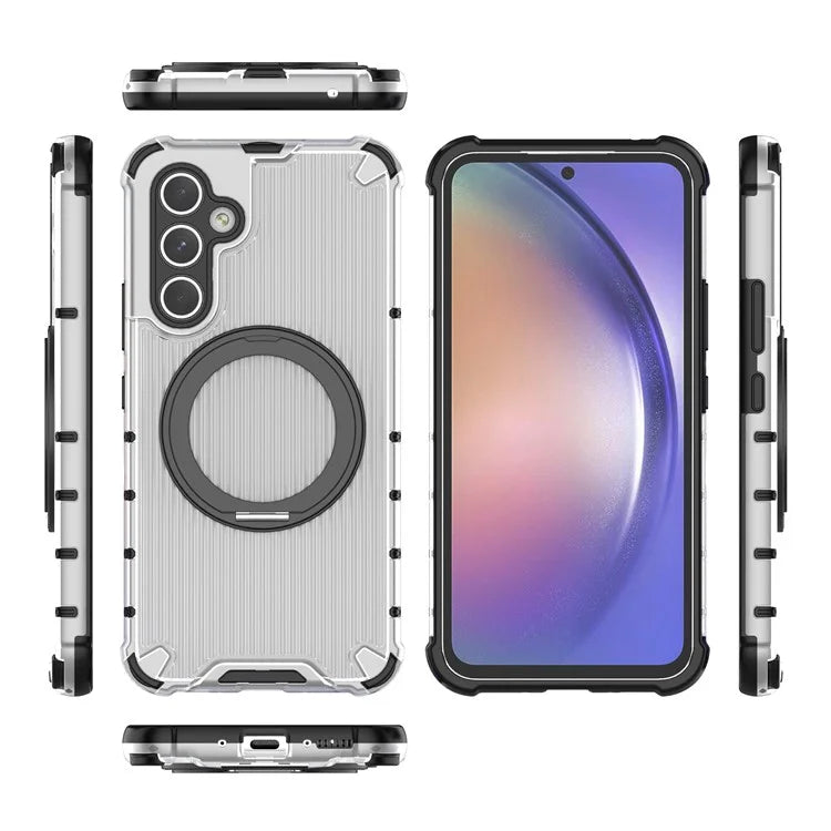 For Samsung Galaxy A54 5G Case with Magnetic Kickstand Vertical Stripe PC+TPU Phone Cover