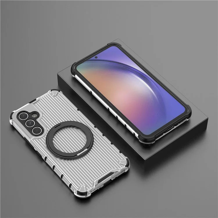 For Samsung Galaxy A54 5G Case with Magnetic Kickstand Vertical Stripe PC+TPU Phone Cover