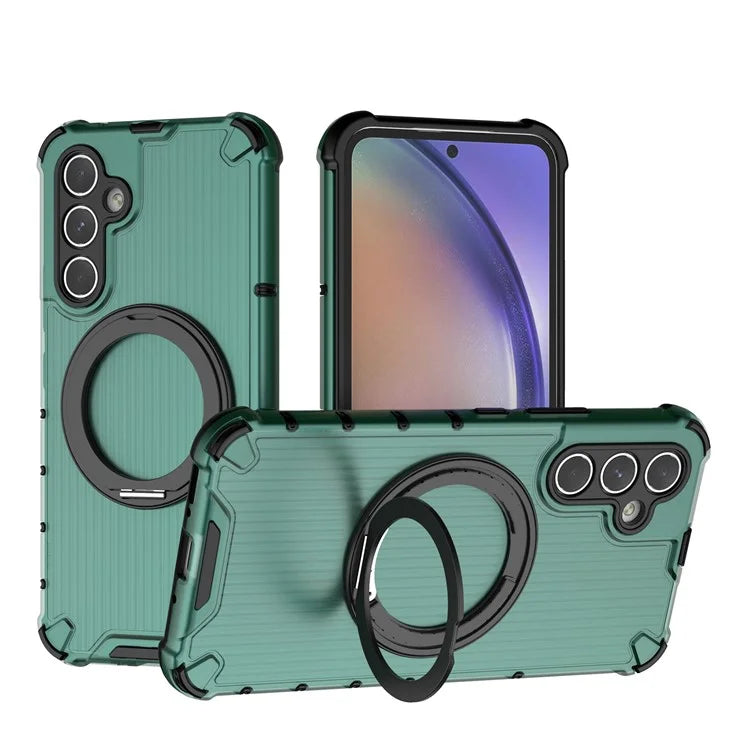 For Samsung Galaxy A54 5G Case with Magnetic Kickstand Vertical Stripe PC+TPU Phone Cover