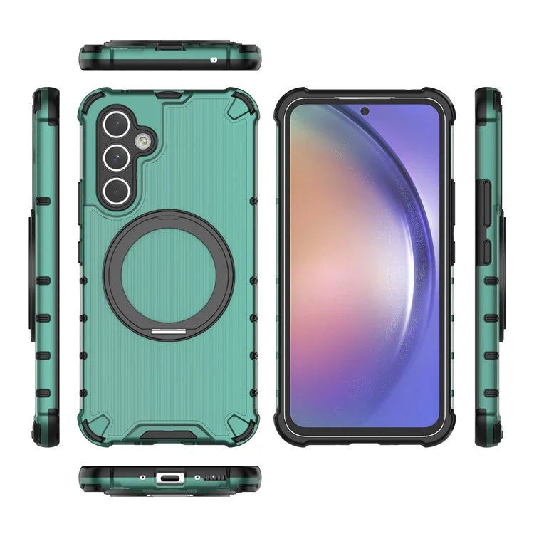 For Samsung Galaxy A54 5G Case with Magnetic Kickstand Vertical Stripe PC+TPU Phone Cover
