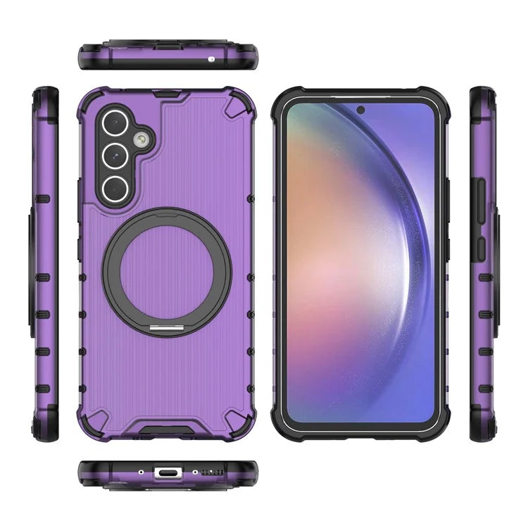 For Samsung Galaxy A54 5G Case with Magnetic Kickstand Vertical Stripe PC+TPU Phone Cover