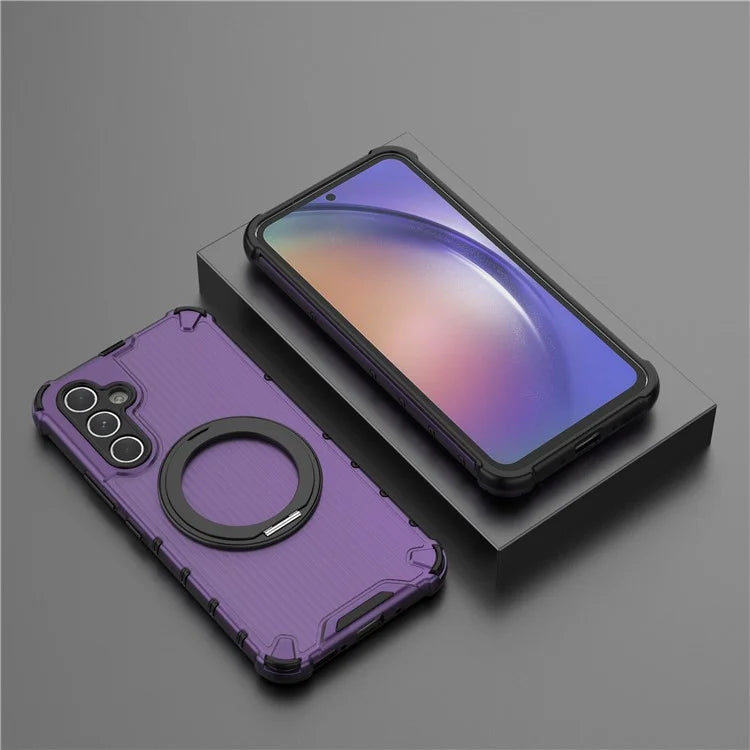 For Samsung Galaxy A54 5G Case with Magnetic Kickstand Vertical Stripe PC+TPU Phone Cover