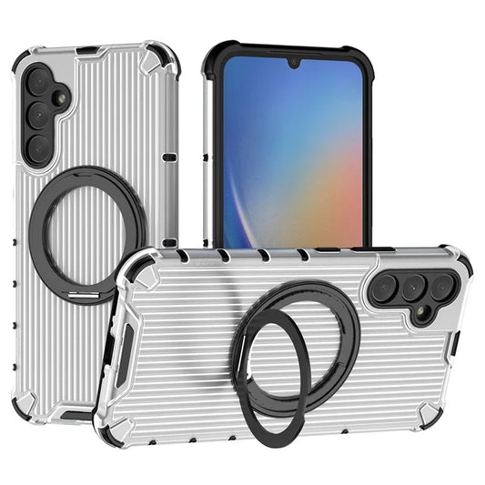 For Samsung Galaxy A34 5G Magnetic Case Ring Holder Kickstand PC+TPU Phone Cover Vertical Stripe