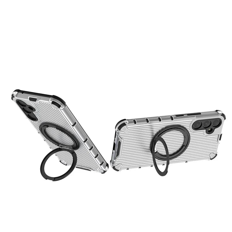 For Samsung Galaxy A34 5G Magnetic Case Ring Holder Kickstand PC+TPU Phone Cover Vertical Stripe