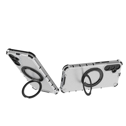 For Samsung Galaxy A34 5G Magnetic Case Ring Holder Kickstand PC+TPU Phone Cover Vertical Stripe