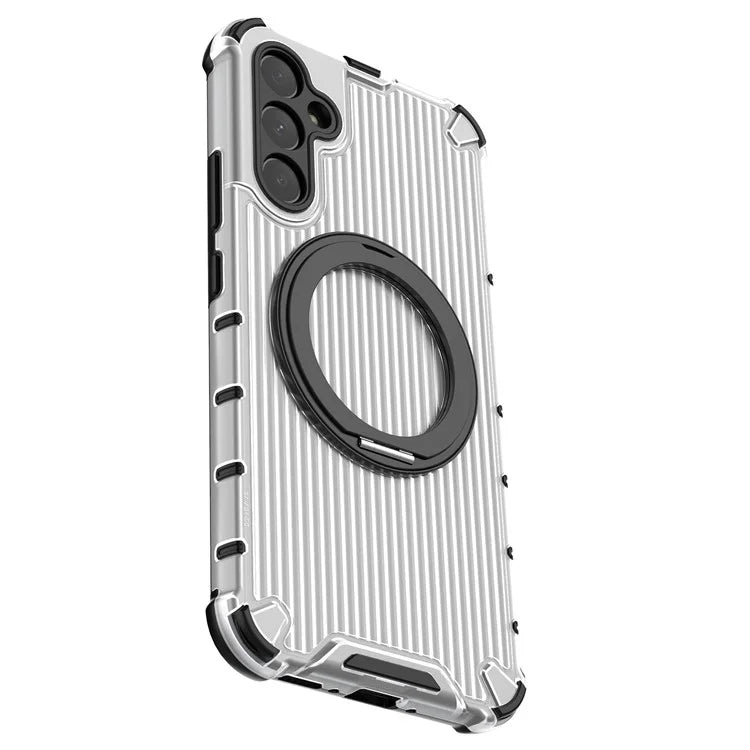 For Samsung Galaxy A34 5G Magnetic Case Ring Holder Kickstand PC+TPU Phone Cover Vertical Stripe