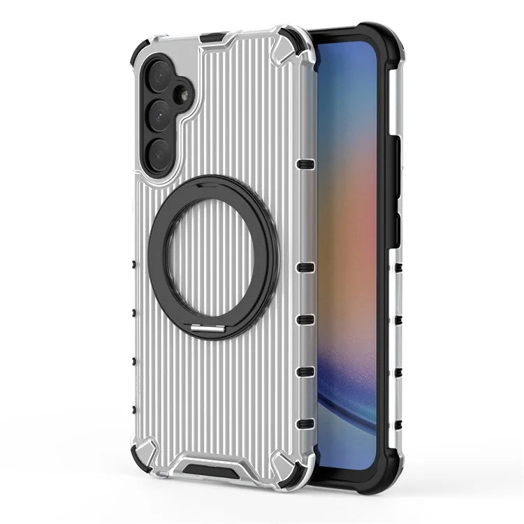 For Samsung Galaxy A34 5G Magnetic Case Ring Holder Kickstand PC+TPU Phone Cover Vertical Stripe