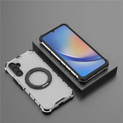 For Samsung Galaxy A34 5G Magnetic Case Ring Holder Kickstand PC+TPU Phone Cover Vertical Stripe