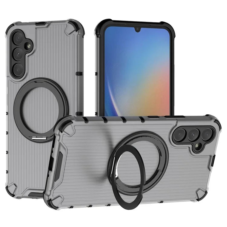 For Samsung Galaxy A34 5G Magnetic Case Ring Holder Kickstand PC+TPU Phone Cover Vertical Stripe