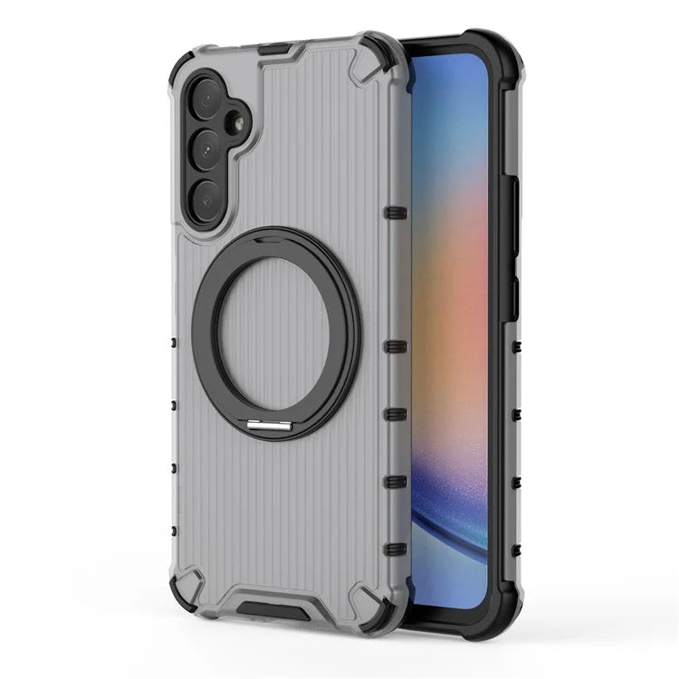 For Samsung Galaxy A34 5G Magnetic Case Ring Holder Kickstand PC+TPU Phone Cover Vertical Stripe