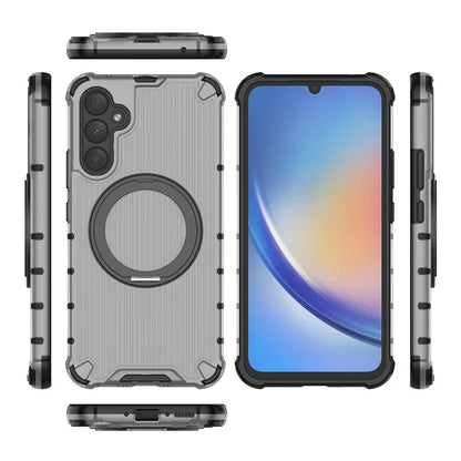 For Samsung Galaxy A34 5G Magnetic Case Ring Holder Kickstand PC+TPU Phone Cover Vertical Stripe