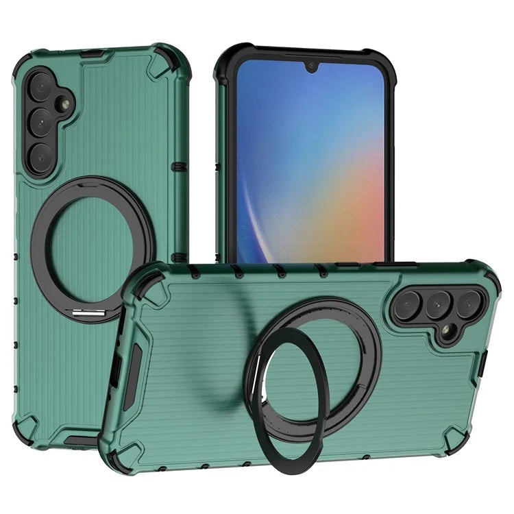 For Samsung Galaxy A34 5G Magnetic Case Ring Holder Kickstand PC+TPU Phone Cover Vertical Stripe