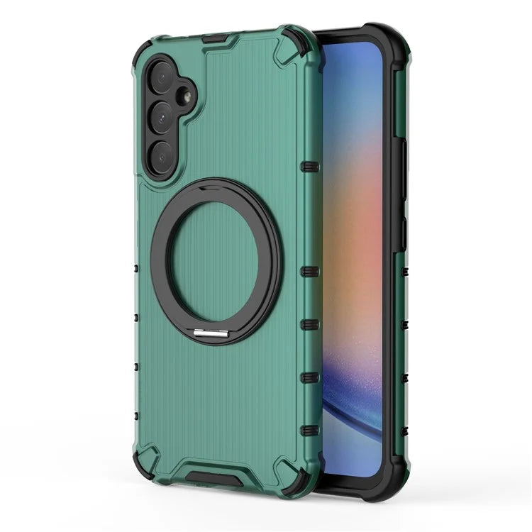 For Samsung Galaxy A34 5G Magnetic Case Ring Holder Kickstand PC+TPU Phone Cover Vertical Stripe